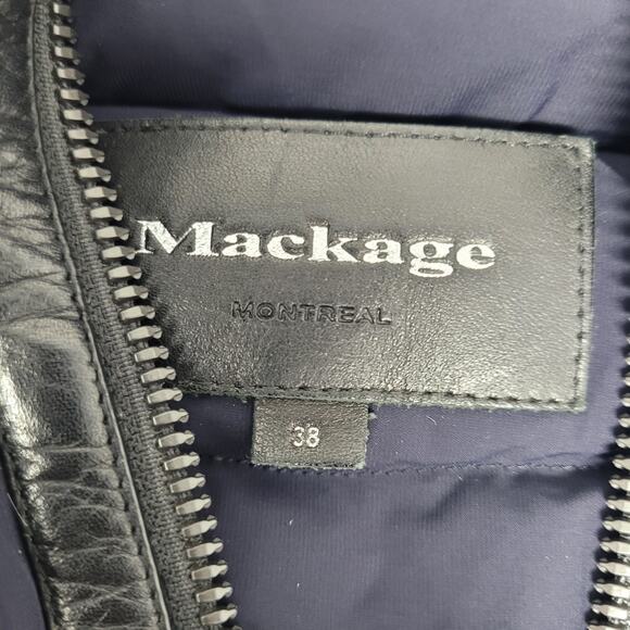 Mackage Down Puffer Jacket Mens 38 Medium Leather Trim Coat - Picture 5 of 11